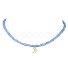 2Pcs 2 Style Moon & Star Brass & Glass Seed Beaded Necklace Set for Women NJEW-JN04394-3