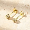Round Brass Micro Pave Clear Cubic Zirconia Stud Earrings LS-EJEW-D311-107G-1
