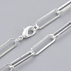 Brass Flat Oval Paperclip Chain Necklace Making MAK-S072-07B-S-1