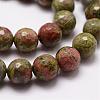 Natural Unakite Beads Strands G-D840-45-8mm-3