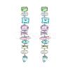 Glass Rectangle Tassel Earrings JE1112A-1