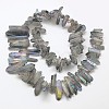 Irregular Strip Electroplated Natural Quartz Beads Strands G-N0128-51-2