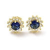 Flower Brass Micro Pave Clear Cubic Zirconia Stud Earrings EJEW-G387-04G-2