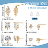 10Pcs 5 Style Brass with Cubic Zirconia Stud Earring Findings DIY-AN0001-14-2
