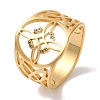 304 Stainless Steel Hollow Witch Knot Wide Finger Rings for Women AJEW-U005-02G-1