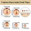 75Pcs 5 Styles Rack Plating Brass Spacer Beads KK-LP0001-07RG-2