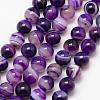 Natural Striped Agate/Banded Agate Bead Strands G-K166-13-10mm-04-1