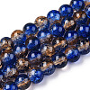 Two-Tone Crackle Baking Paint Transparent Glass Beads Strands X-CCG-T004-8mm-05-1
