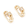 Brass Micro Pave Clear Cubic Zirconia Screw Carabiner Lock Charms X-KK-F814-38G-2