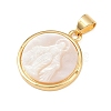 Natural White Shell Flat Round Pendants KK-F919-42C-G-3