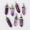 Natural Amethyst Double Terminated Pointed Pendants G-F295-05C-1