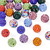 30Pcs Glass Rhinestone Clay Pave Round Beads RB-TA0001-27B-3