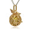 Golden Tone Brass Hollow Round Cage Pendants KK-J230-08G-2