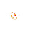Daisy 304 Stainless Steel Enamel Open Cuff Rings for Women RJEW-M061-01G-02-1