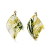Inner Dried Flower Transparent Resin Pendants LS-RESI-A043-02C-1
