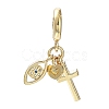 Rack Plating Eco-Friendly Brass Pave Clear Cubic Zirconia European Dangle Charms KK-M256-03G-2