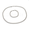 304 Stainless Steel Cuban Link Chain Bracelets & Necklaces Jewelry Sets SJEW-B019-03B-P-2