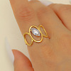 304 Stainless Steel with Cubic Zirconia Cuff Rings for Women FS-WG503C7-08-1