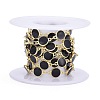Handmade Alloy Enamel Flat Round Link Chains ENAM-F138-03D-RS-3