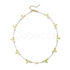 Faceted Round Dyed Natural Agate & Flower Handmade Millefiori Glass & Glass Seed Beaded Necklaces for Women NJEW-MZ00150-02-3
