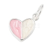 Two Tone 925 Sterling Silver Enamel Heart Charms STER-S011-03S-A-1