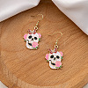 Skull with Butterfly Alloy Enamel Dangle Earrings FS-WGA34EB-04-2