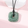 Natural Green Aventurine Square Pendants Black PU Leather Cord Necklaces X-NJEW-K285-01B-2