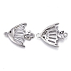 Brass Micro Pave Cubic Clear Zirconia  2-Loop Link Pendants KK-P192-01P-2