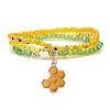 Round Glass Evil Eye Triple Layer Multi-strand Bracelet BJEW-JB08229-03-1