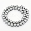 Round Shell Pearl Frosted Beads Strands X-BSHE-I002-8mm-223-2