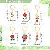 12Pcs 6 Style Valentine's Day Theme Alloy Enamel Rose Flower Charms Locking Stitch Markers HJEW-PH01624-2