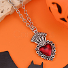 Halloween Alloy Dark Red Enamel Pendant Necklaces for Men Women Kids XF6660-3-1
