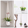 2Pcs Handmade Macrame Polyester with Wood Bead Plant Hanger AJEW-HS0001-46-9