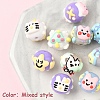 10Pcs 10 Styles Hand Painted Cartoon Opaque Acrylic with Enamel Beads MACR-YW0003-30-1