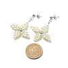 Glass Pearl Braided Star Stud Earrings EJEW-JE04982-01-4