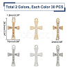 60Pcs 2 Colors Alloy with Crystal Rhinestone Pendants ALRI-UN0001-04-4