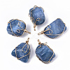 Dyed Natural White Jade Wire Wrapped Pendants G-N326-15-2