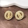 Brass Micro Pave Clear Cubic Zirconia Virgin Mary Stud Earrings EJEW-F400-23A-G-3