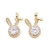 Brass Micro Pave Clear Cubic Zirconia Pendants KK-E068-VC418-2