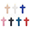 8Pcs 8 Colors Handmade Polymer Clay Pave Rhinestone Big Pendants RB-BT0001-03-2