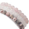 3Pcs 3 Styles Natural Mixed Gemstone Round Beaded Stretch Bracelets Set BJEW-JB10139-04-5