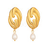 304 Stainless Steel Freshwater Pearl Dangle Stud Earrings for Women EE7584-5