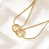 304 Stainless Steel Double Layer Snake Chain 2-Ring Link Necklaces NJEW-R017-01G-3