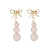Natural Mixed Stone Bowknot with Round Dangle Stud Earrings EJEW-JE06780-3