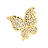 Rack Plating Brass Micro Pave Clear Cubic Zirconia Twister Clasps KK-B093-28G-1