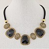 Exaggerated Alloy Glass Trapezoid Oval Statement Bib Necklaces for Women WG667FB-01-2