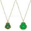 2Pcs 2 Styles Imitation Chalcedony Buddha Pendant Stainless Steel Chain Necklaces NJEW-UN0001-90-1