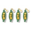 Glass Seed Beaded Pea with Flower Pendants PALLOY-MZ00923-1