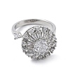 Flat Round Rotatable Open Cuff Rings for Women RJEW-S402-08P-2