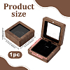 Wood Brooch Storage Magnetic Boxes with Acrylic Window CON-WH0085-244-2